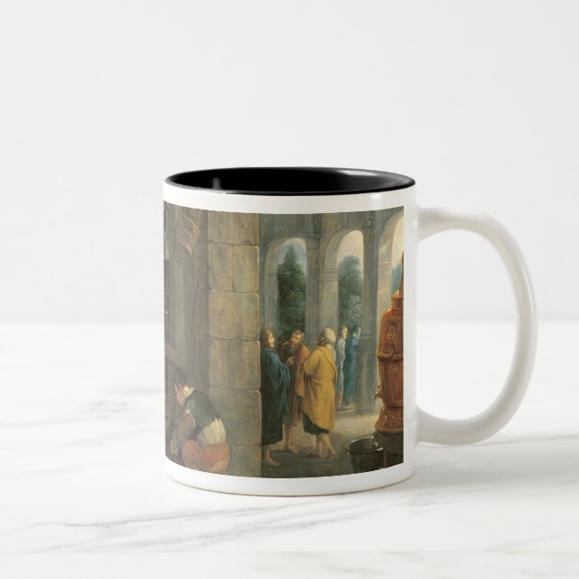 Jesus am Zuhause von Martha und von Mary Zweifarbige Tasse (Rechts)