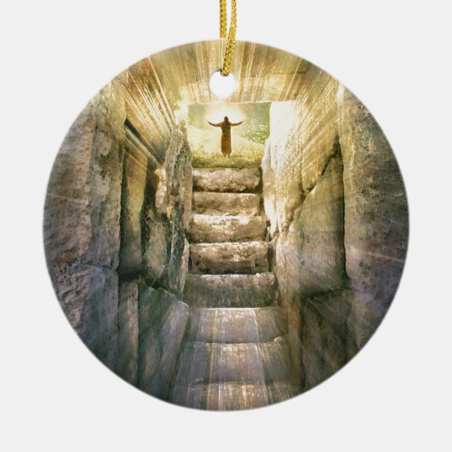 Jesus an leerer Grab-Ostern-Auferstehung Keramikornament (Vorne)