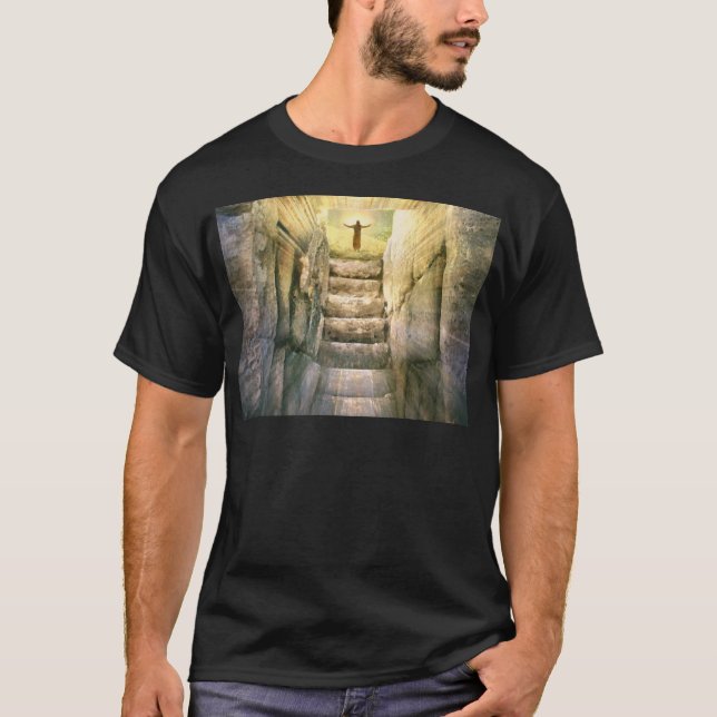 Jesus an leerer Grab-Ostern-Auferstehung T-Shirt (Vorderseite)