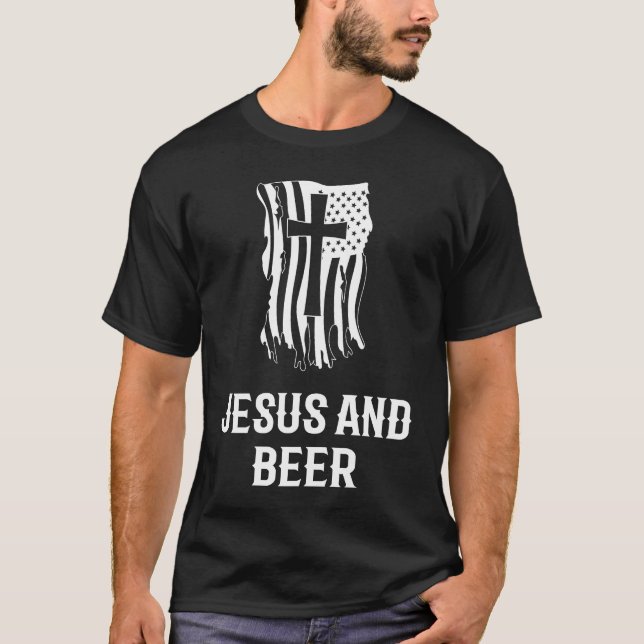 Jesus and Beer Christian Beer Drink T-Shirt (Vorderseite)