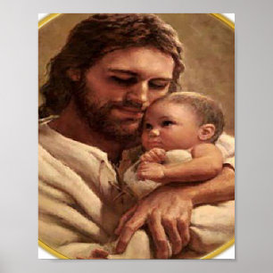 Jesus and Child Watch Poster