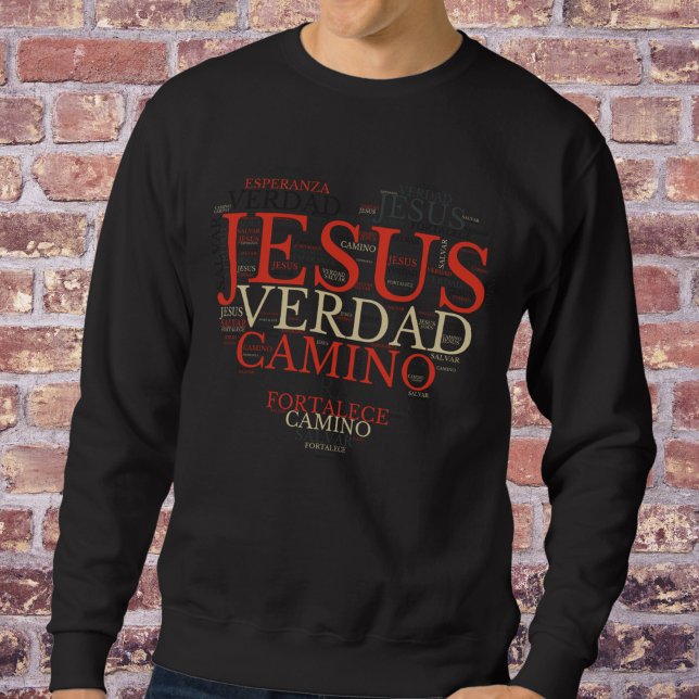 Jesus and Faith Heart Men Christlich Spanisch Sweatshirt (Von Creator hochgeladen)