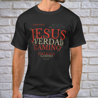 Jesus and Faith Heart Men Christlich Spanisch T-Shirt