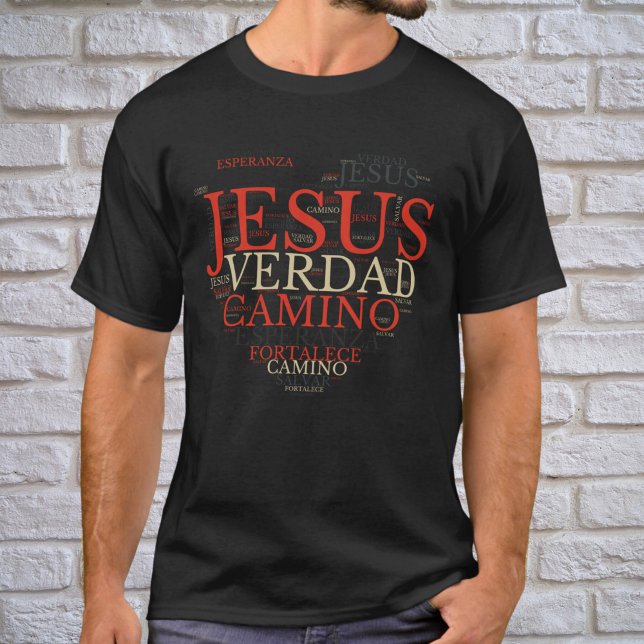 Jesus and Faith Heart Men Christlich Spanisch T-Shirt (Von Creator hochgeladen)