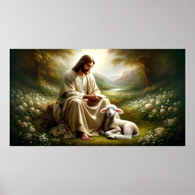 Jesus and Lamb Art Poster (Vorne)