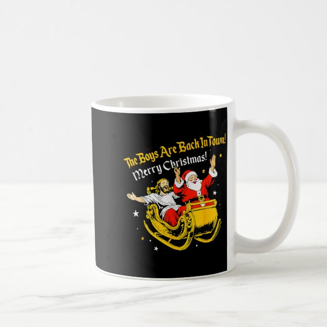 Jesus And Santa Claus Christmas Xmas Town Ous Sayi Kaffeetasse (Rechts)