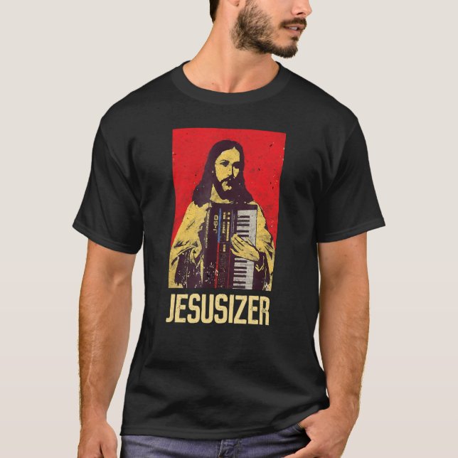 Jesus and Synthesizer  Techno T-Shirt (Vorderseite)