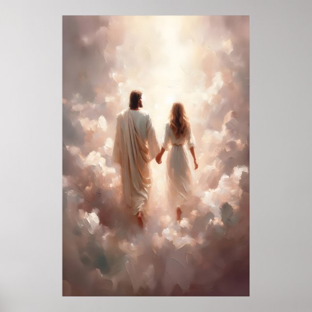 Jesus and Woman Jesus Holding Hands Woman Jesus  Poster (Vorne)