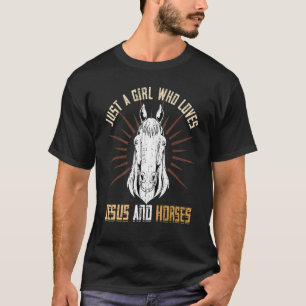 Jesus-Anhänger Pferd Mädchen Frauen Reiten T-Shirt