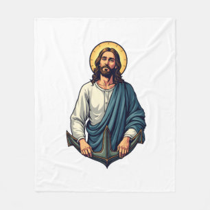 Jesus-Anker-Hoffnung-Vintage-Prägung-Shirt 2 Fleecedecke