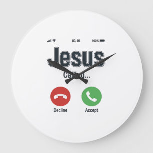 Jesus Anruf-Handybildschirm Christliches T-Shirt-D Große Wanduhr