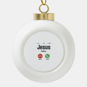 Jesus Anruf-Handybildschirm Christliches T-Shirt-D Keramik Kugel-Ornament