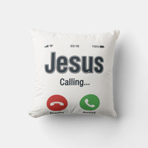 Jesus Anruf-Handybildschirm Christliches T-Shirt-D Kissen