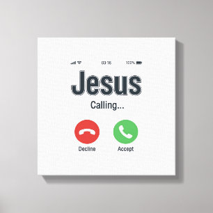 Jesus Anruf-Handybildschirm Christliches T-Shirt-D Leinwanddruck