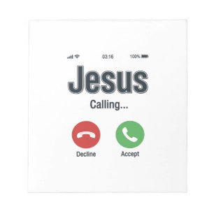 Jesus Anruf-Handybildschirm Christliches T-Shirt-D Notizblock