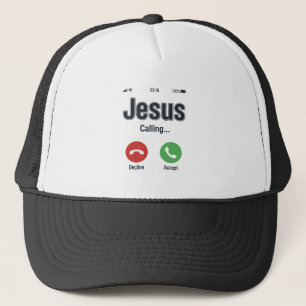 Jesus Anruf-Handybildschirm Christliches T-Shirt-D Truckerkappe