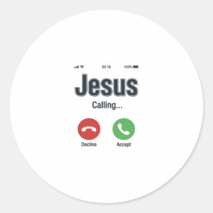 Jesus Anruf-Telefonbildschirm Christliches T-Shirt Runder Aufkleber