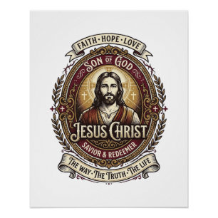 Jesus Antiques Erbstück Grafik T-Shirt Christliche Poster