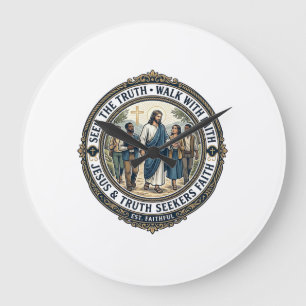 Jesus-Apologetik-Theologie-Nerd-Shirt auf Glauben Große Wanduhr
