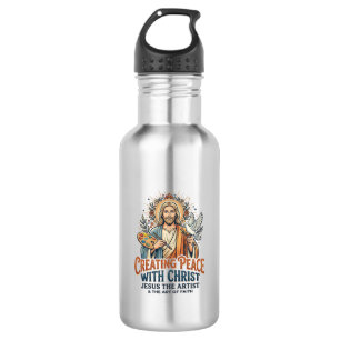 Jesus-Aquarell-Hobby-T-Shirt Inspirierend Glaube Edelstahlflasche