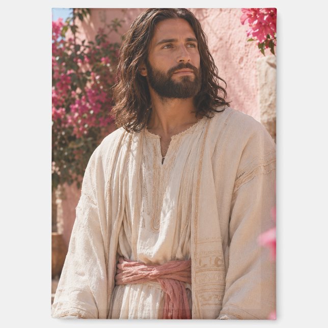 Jesus Around Pink Bougainvillea  Magnet (Vorderseite)