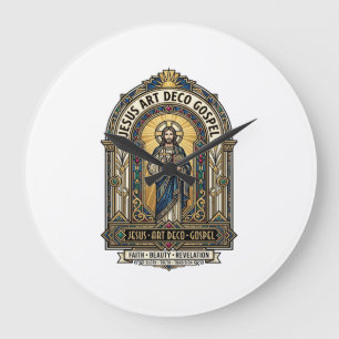 Jesus Art Deco Gospel Jesus Art Deco Christlicher Große Wanduhr