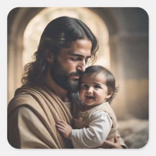 Jesus Art Quadratischer Aufkleber