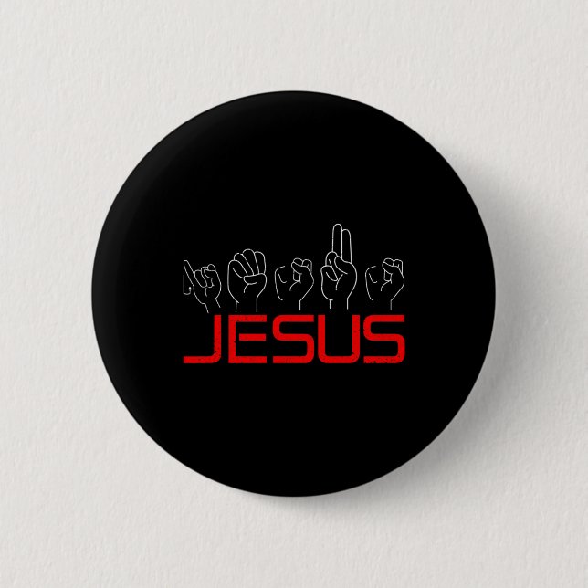 Jesus ASL American Sign Language Christlich Deaf A Button (Vorderseite)