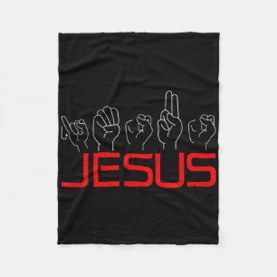 Jesus ASL Amerikanische Gebärdensprache Christlich Fleecedecke