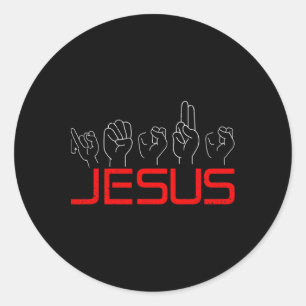 Jesus ASL Amerikanische Gebärdensprache Christlich Runder Aufkleber
