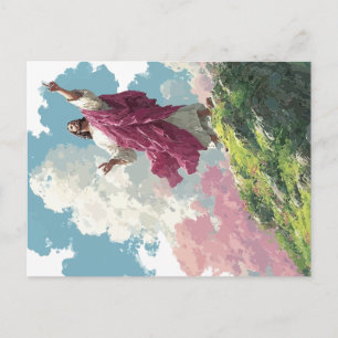 Jesus auf Berg Kunstpostkarte - Moderner Christ Postkarte