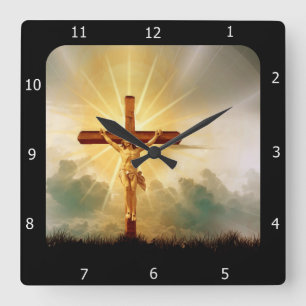 JESUS AUF DEM CROSS QUADRATISCHE WANDUHR
