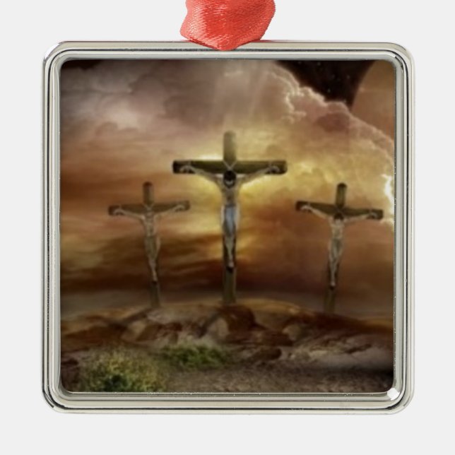 JESUS AUF DEM CROSS SILBERNES ORNAMENT (Vorne)