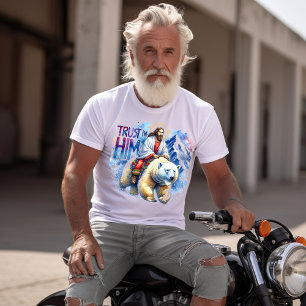 Jesus auf dem Eisbär in den Bergen T-Shirt