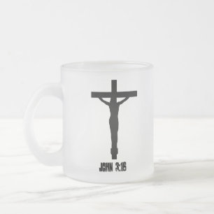 Jesus auf dem Kreuz John 3:16 Mattglastasse