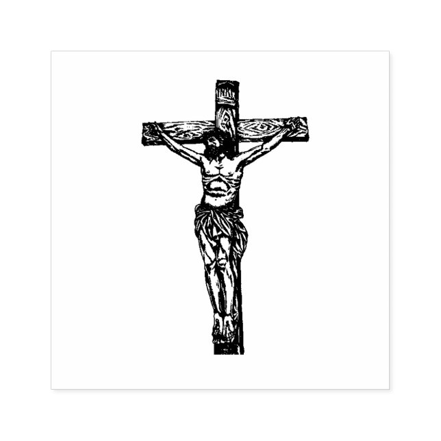 Jesus auf dem Kreuzkreuz Religiös Katholisch Gummistempel (Prägung)