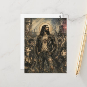 Jesus auf der Punkrock-Goth-Party Postkarte