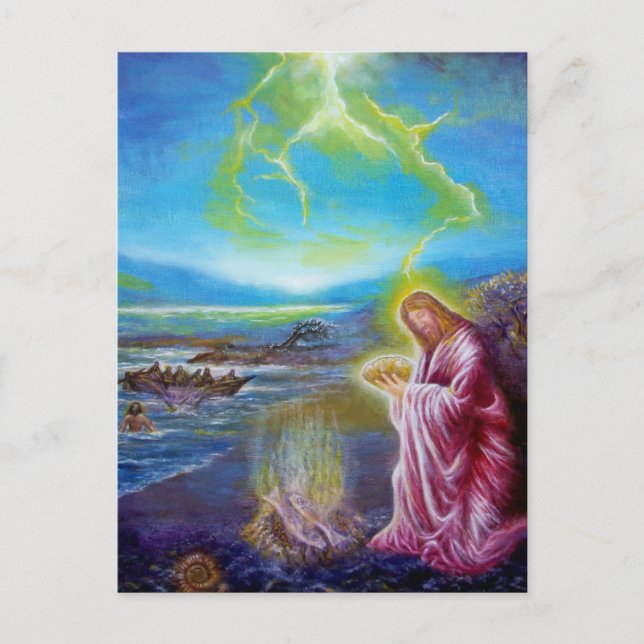 JESUS AUF DER SEESHORE ,St. John 21 Postkarte (Vorderseite)