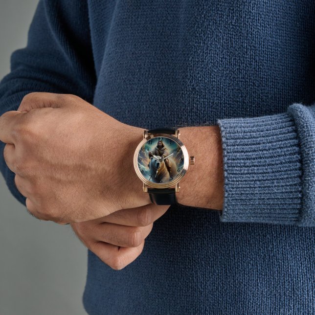 Jesus auf einem Eisbären Armbanduhr (Handgelenk)
