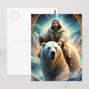 Jesus auf einem Eisbären Postkarte