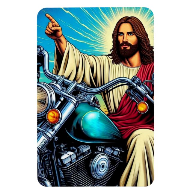 Jesus auf einem Radmagnet! Magnet (Vertikal)