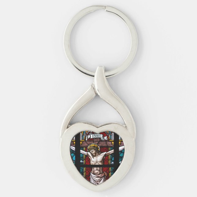 Jesus auf Kreuz Schlüsselanhänger (Vorderseite)