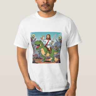 Jesus auf T-Rex-Cartoon T-Shirt