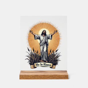 Jesus-Auferstehung Vintage-Gravur Faith-Shirt ( Acrylschild