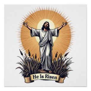 Jesus-Auferstehung Vintage-Gravur Faith-Shirt ( Poster
