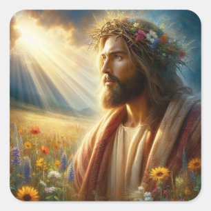Jesus Aufkleber! Quadratischer Aufkleber