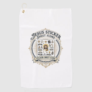 Jesus-Aufkleberblatt-Symbole Jesus-Aufkleberblatt- Golfhandtuch