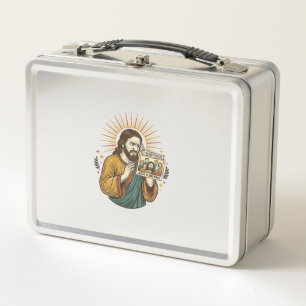 Jesus Augen geschlossen getaggtes Gruppenfoto unvo Metall Brotdose