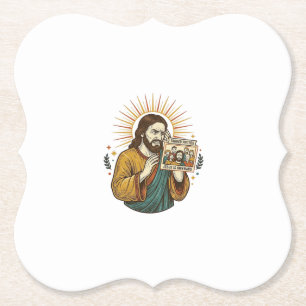 Jesus Augen geschlossen getaggtes Gruppenfoto unvo Untersetzer