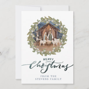 Jesus-Baby in der Krippe des Fotos Weihnachten Einladung